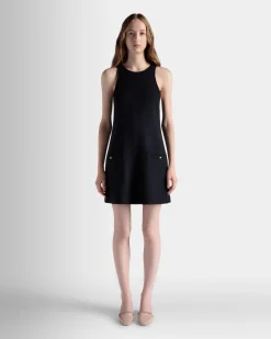 A-Linien-Minikleid Aus Wolle In Navy Blue