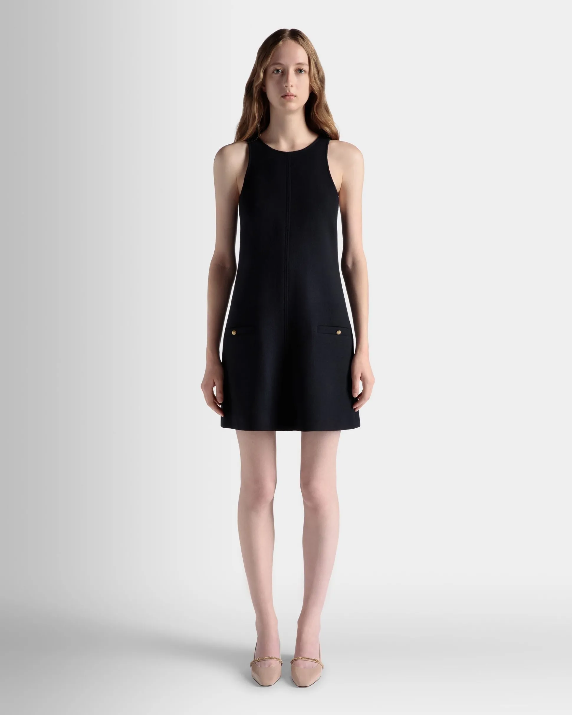 A-Linien-Minikleid Aus Wolle In Navy Blue