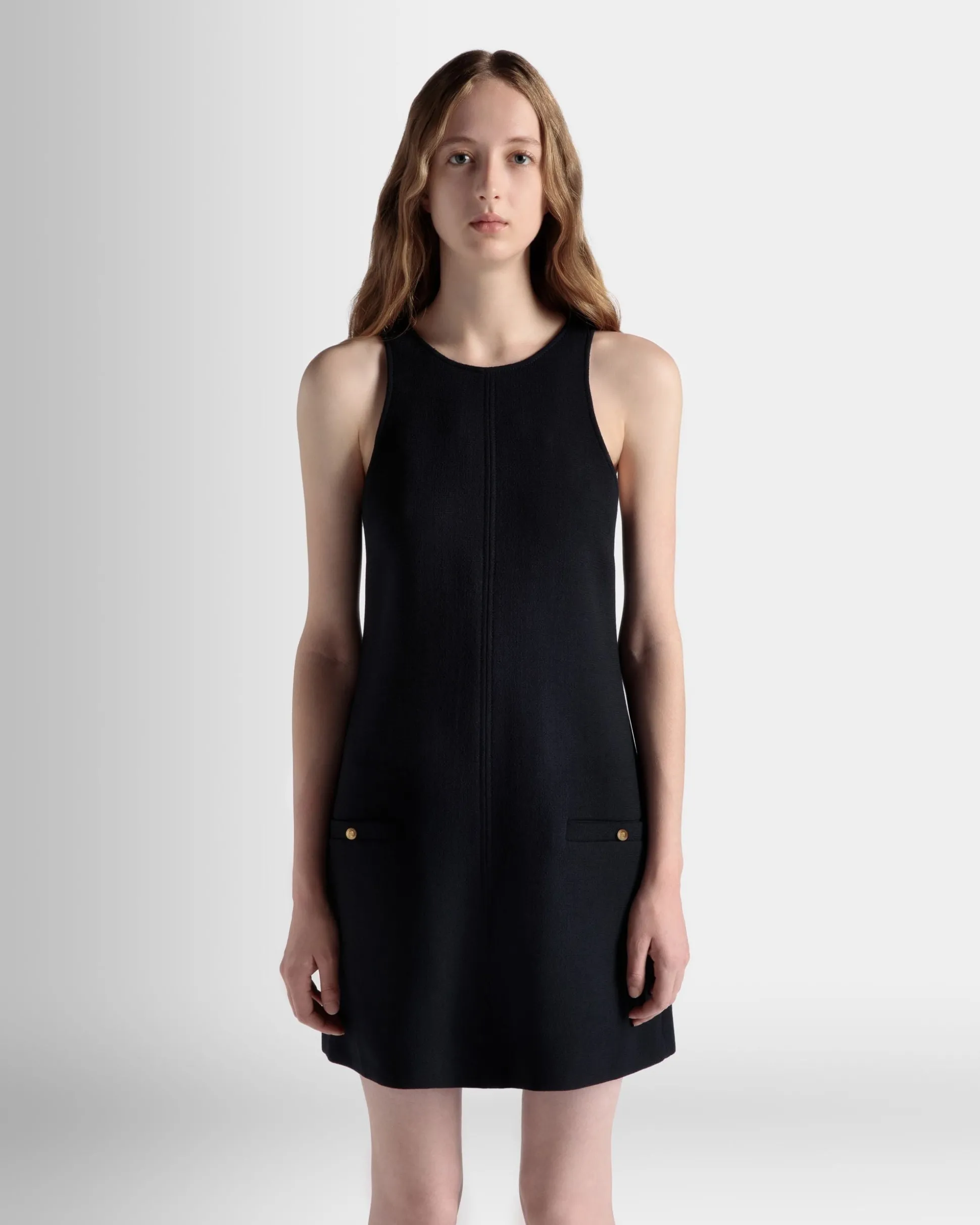 A-Linien-Minikleid Aus Wolle In Navy Blue
