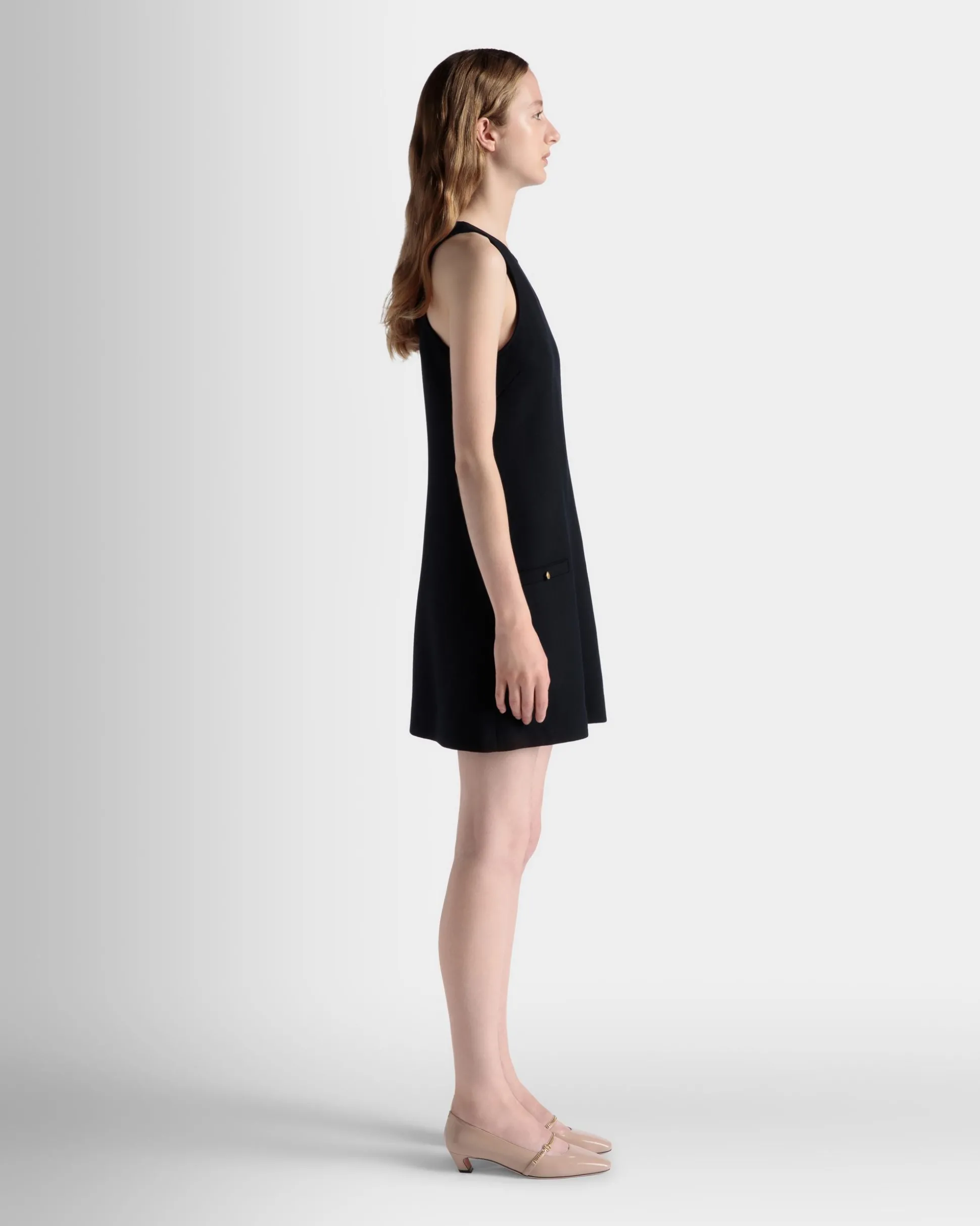 A-Linien-Minikleid Aus Wolle In Navy Blue