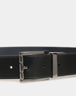 Astory 35 mm Verstellbarer Wendegürtel Aus Leder In Schwarz Und Navy Blue