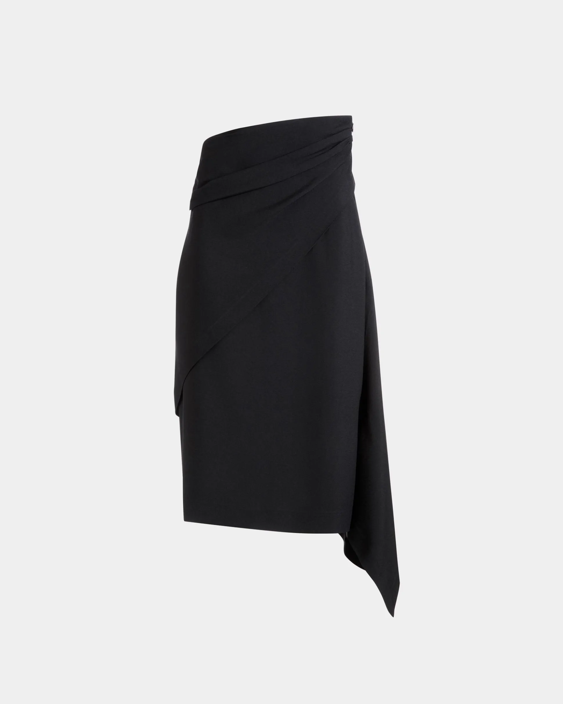 Asymmetrischer Midirock Aus Fließendem Crêpe In Schwarz
