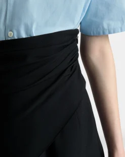 Asymmetrischer Midirock Aus Fließendem Crêpe In Schwarz