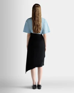 Asymmetrischer Midirock Aus Fließendem Crêpe In Schwarz