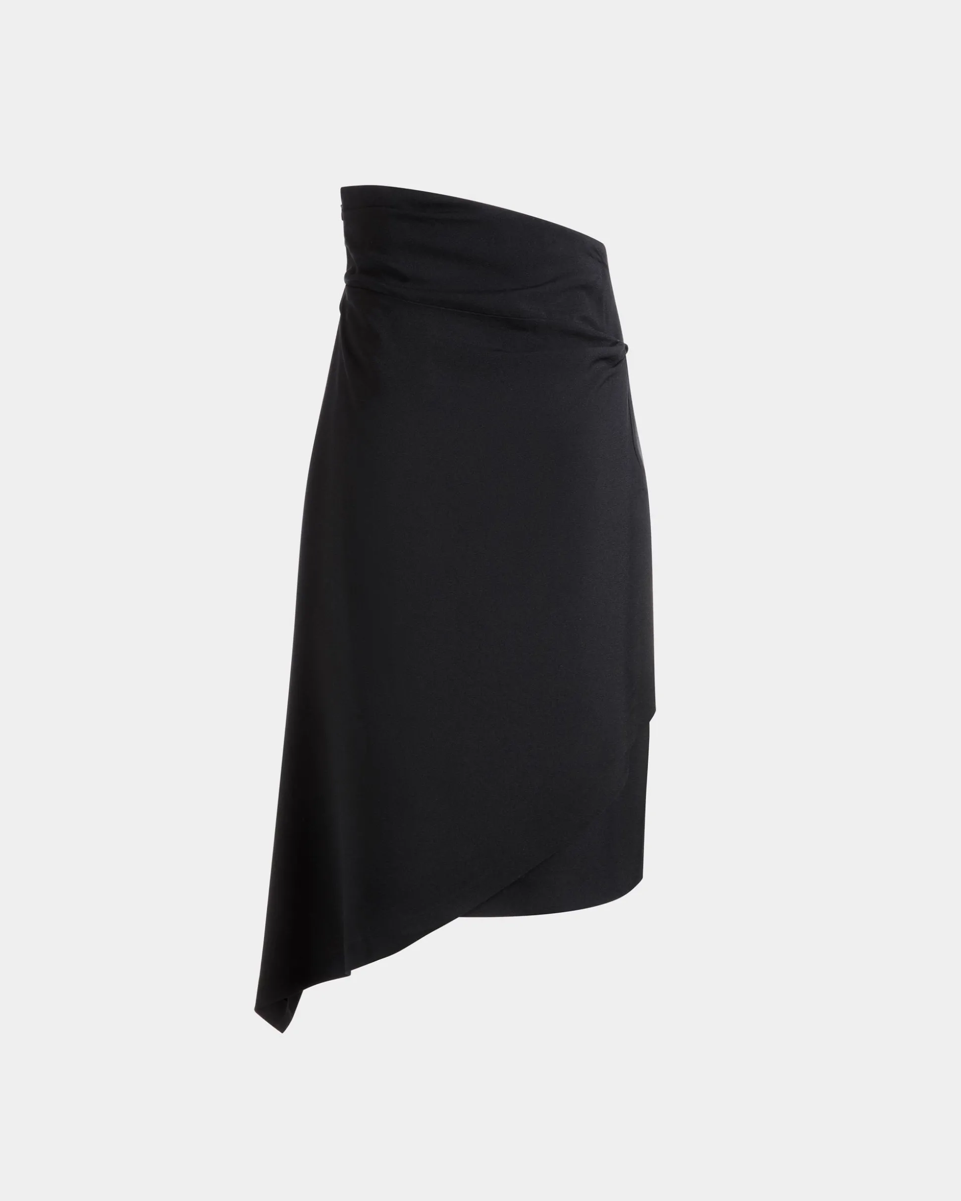 Asymmetrischer Midirock Aus Fließendem Crêpe In Schwarz