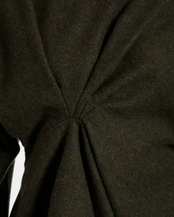 Asymmetrisches Kleid Aus Dunkelgrüner Wolle