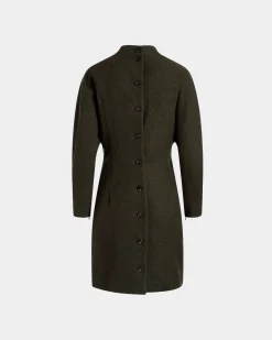 Asymmetrisches Kleid Aus Dunkelgrüner Wolle
