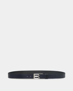 B Bold 35 mm Verstellbarer Wendegürtel Aus Leder In Marineblau Und Schwarz