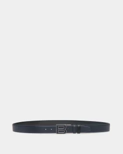 B Bold 35 mm Verstellbarer Wendegürtel Aus Leder In Navy Blue Und Schwarz