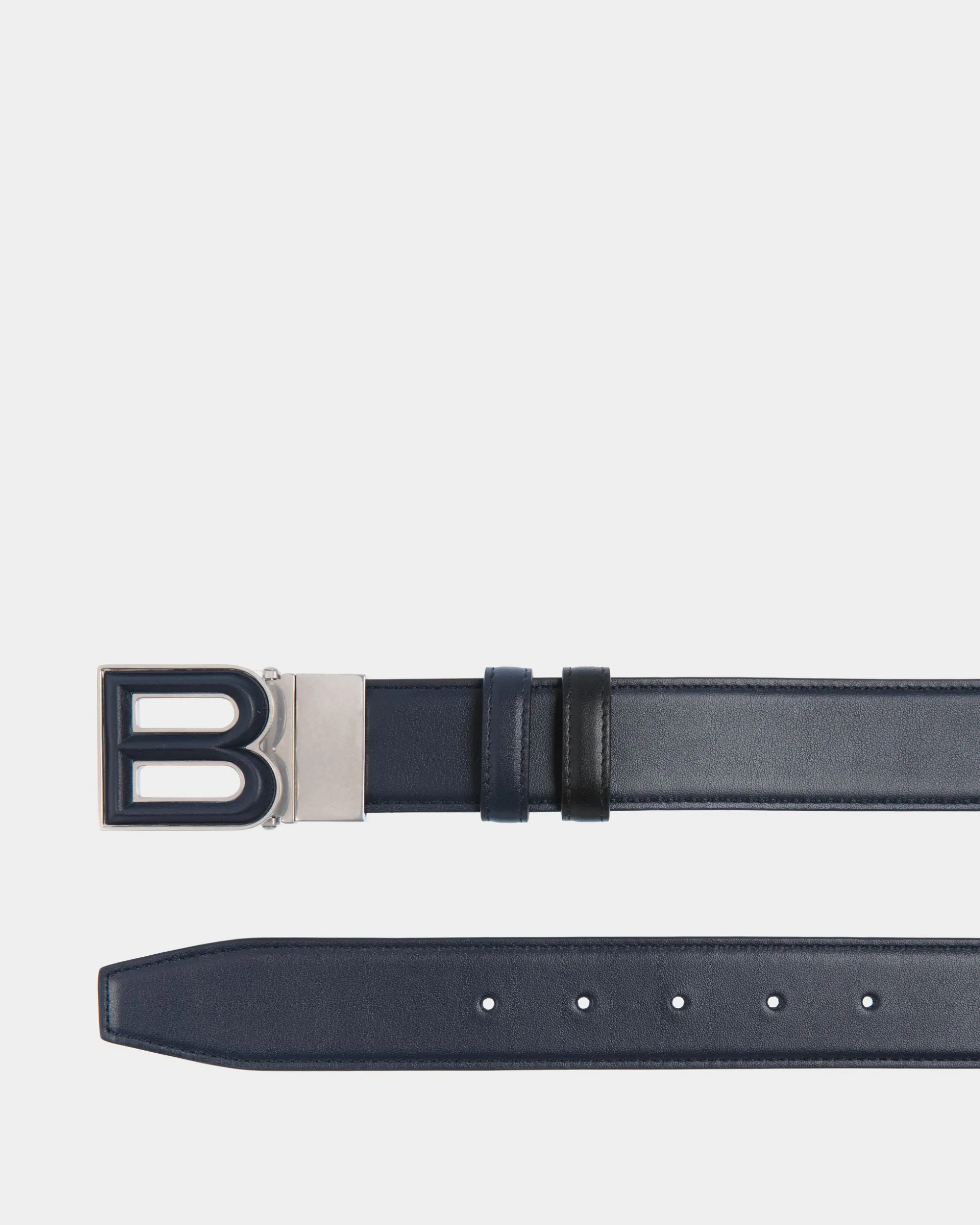 B Bold 35 mm Verstellbarer Wendegürtel Aus Leder In Navy Blue Und Schwarz