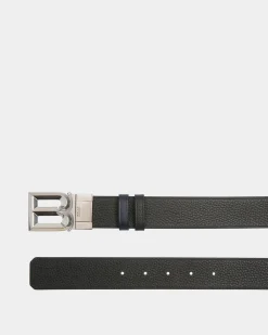 B Bold 35 mm Verstellbarer Wendegürtel Aus Leder In Marineblau Und Schwarz