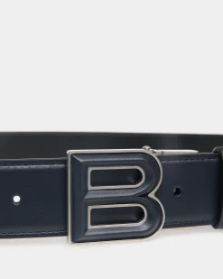 B Bold 35 mm Verstellbarer Wendegürtel Aus Leder In Navy Blue Und Schwarz