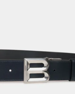 B Bold 35 mm Verstellbarer Wendegürtel Aus Leder In Marineblau Und Schwarz
