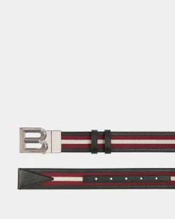 B Bold 35 mm Wendegürtel Aus Stoff Und Leder In Rot Und Weiß