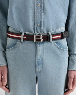 B Bold 35 mm Wendegürtel Aus Stoff Und Leder In Rot Und Weiß