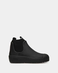 Bally Curling Stiefelette Aus Schwarzem Gummiertem Leder