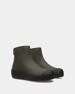 Bally Curling Stiefelette Aus Gummiertem Leder In Military Green