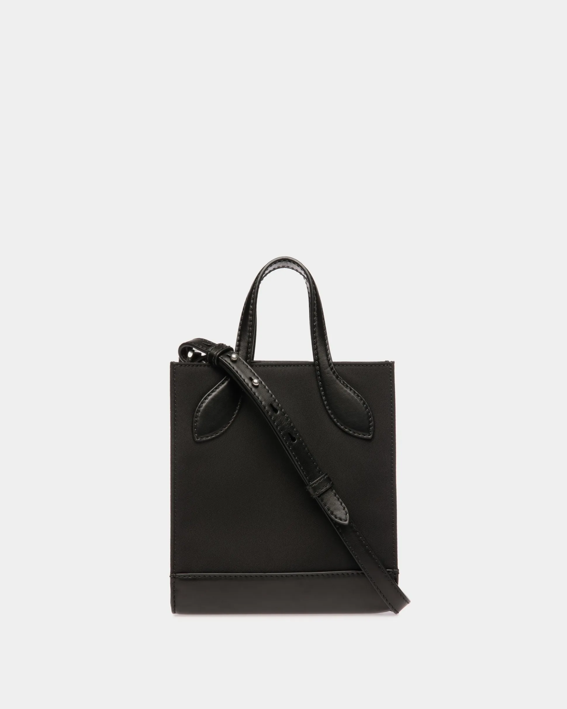 Bar Mini Tragetasche Aus Nylon Und Leder In Schwarz