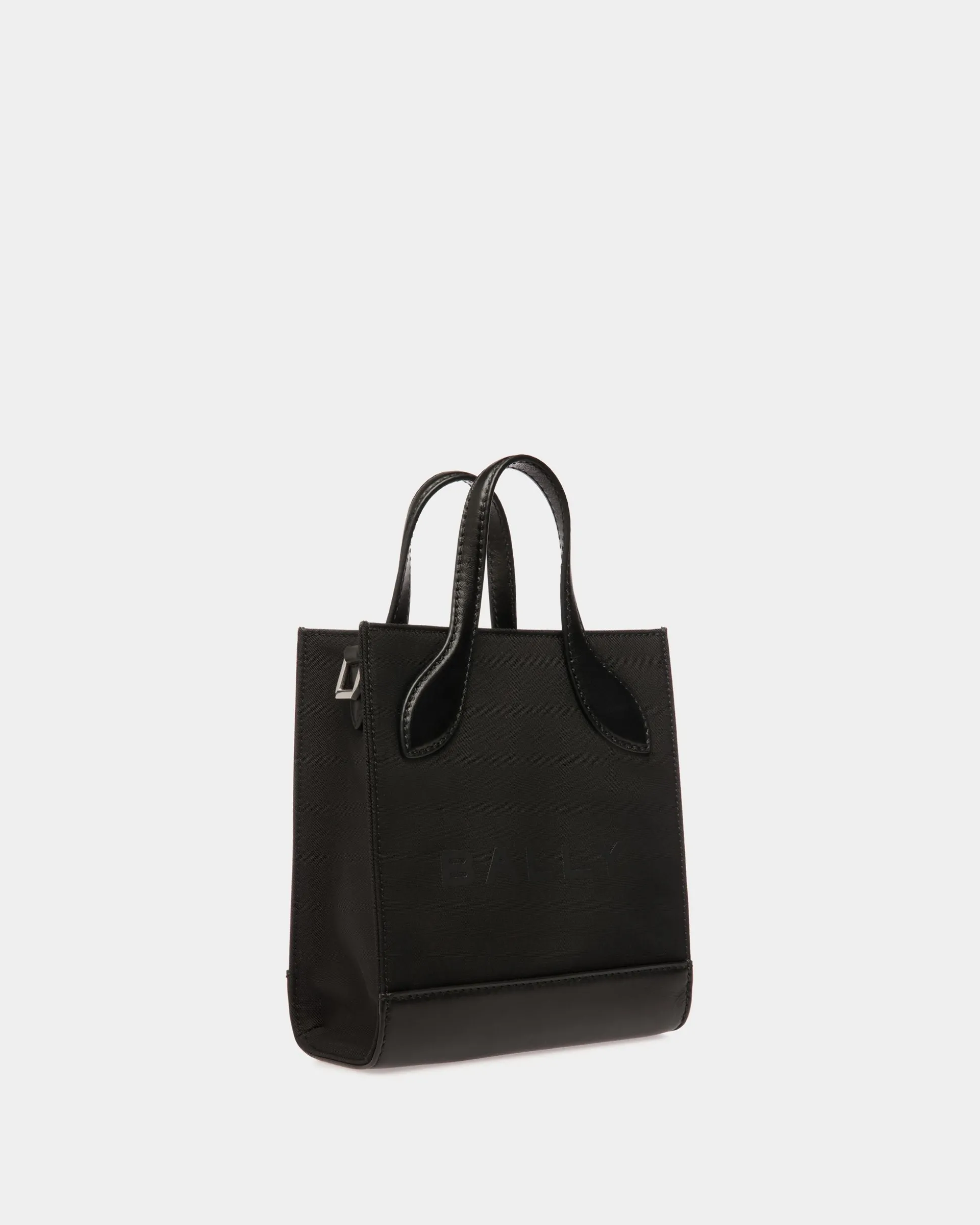Bar Mini Tragetasche Aus Nylon Und Leder In Schwarz