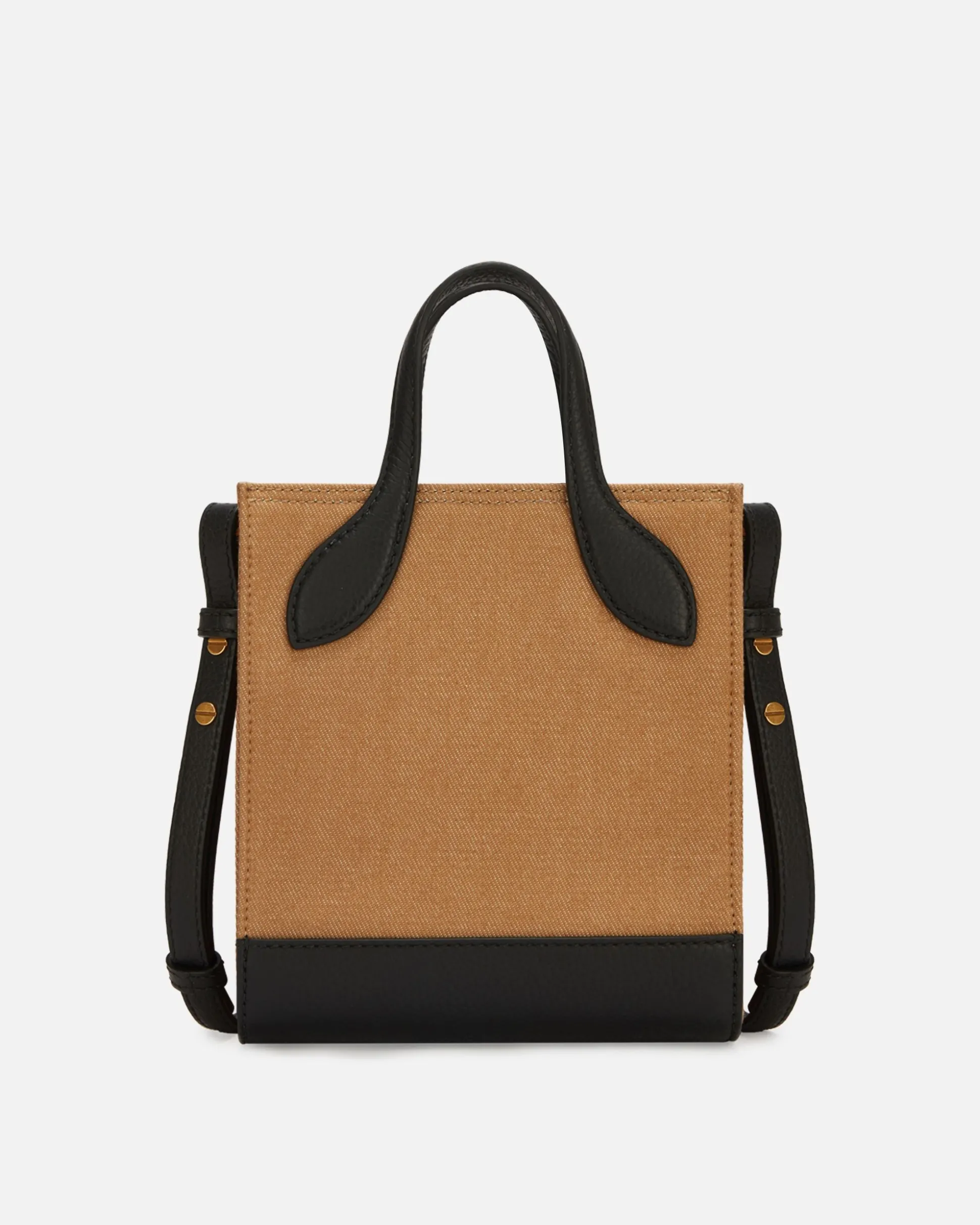 Bar Mini-Tragetasche Aus Canvas Und Leder In Beige Und Schwarz