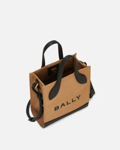 Bar Mini-Tragetasche Aus Canvas Und Leder In Beige Und Schwarz