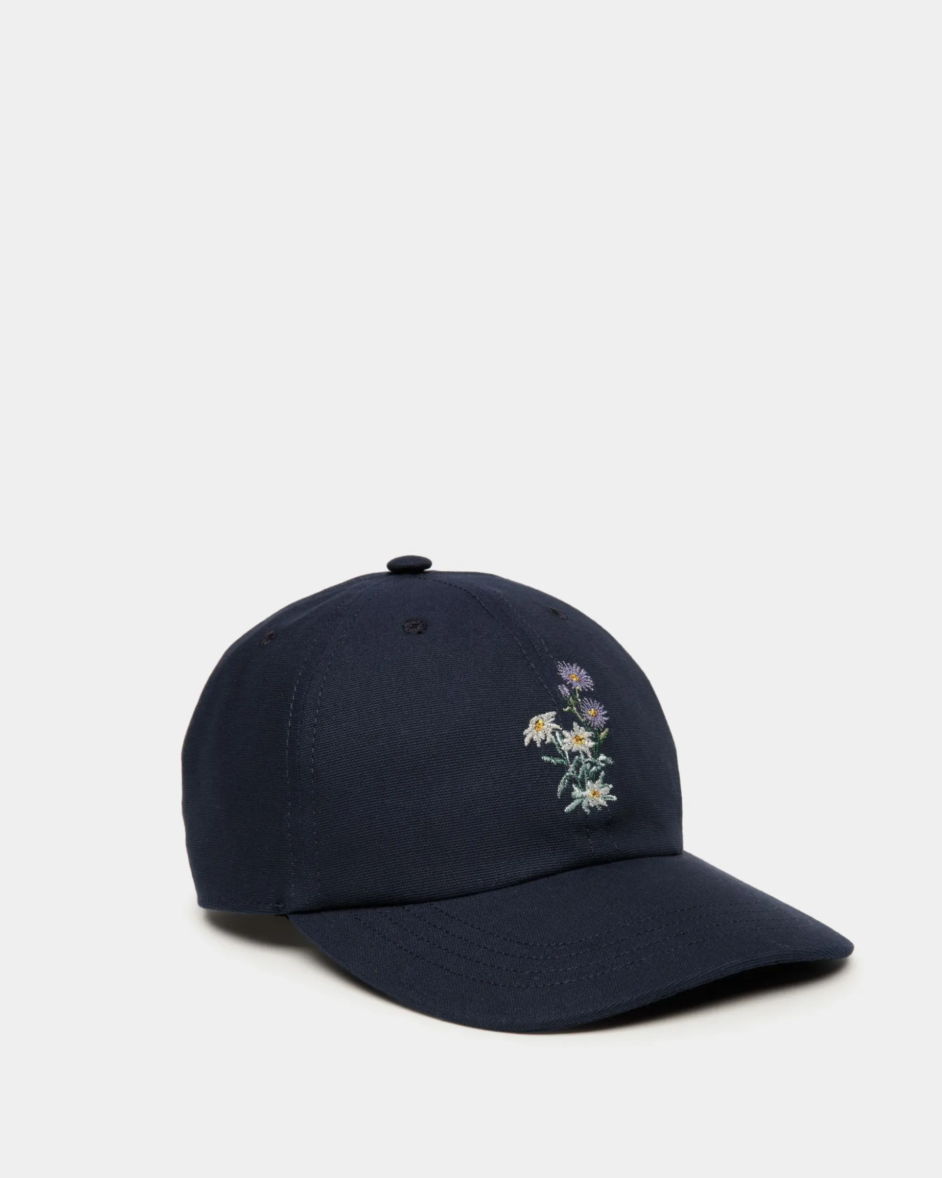 Baseballmütze Aus Baumwolle In Navy Blue Mit Mountain Flowers