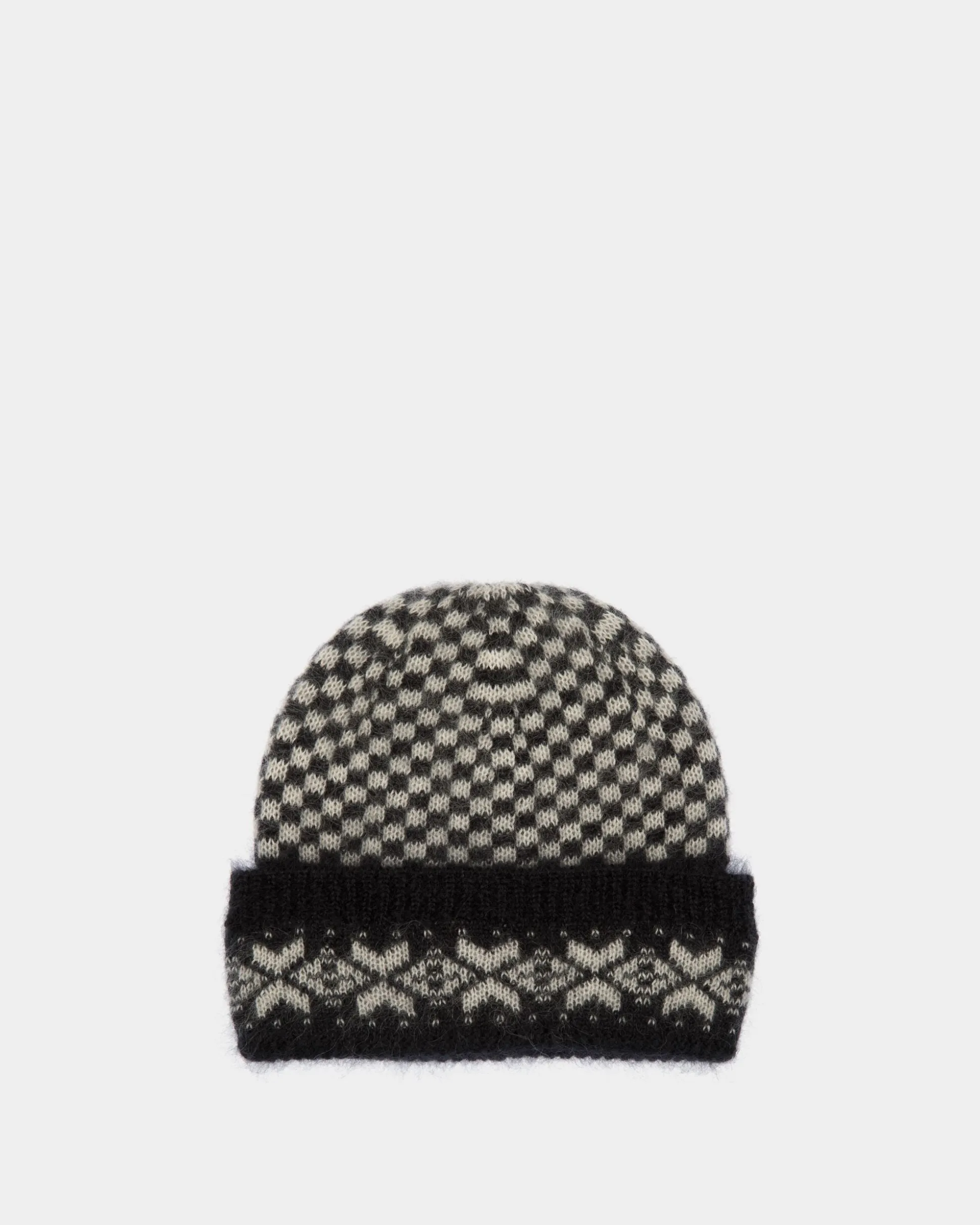 Beanie Aus Mohair Und Seide In Schwarz Und Weiß