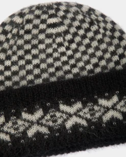 Beanie Aus Mohair Und Seide In Schwarz Und Weiß