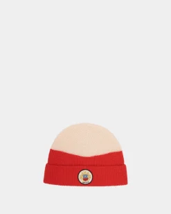 Beanie Aus Wolle In Candy Red Und Elfenbein Mit Bally-Wappen-Logo