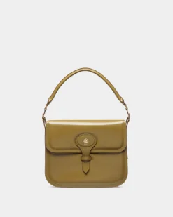 Beckett Schultertasche Aus Gebürstetem Leder In Olive Green