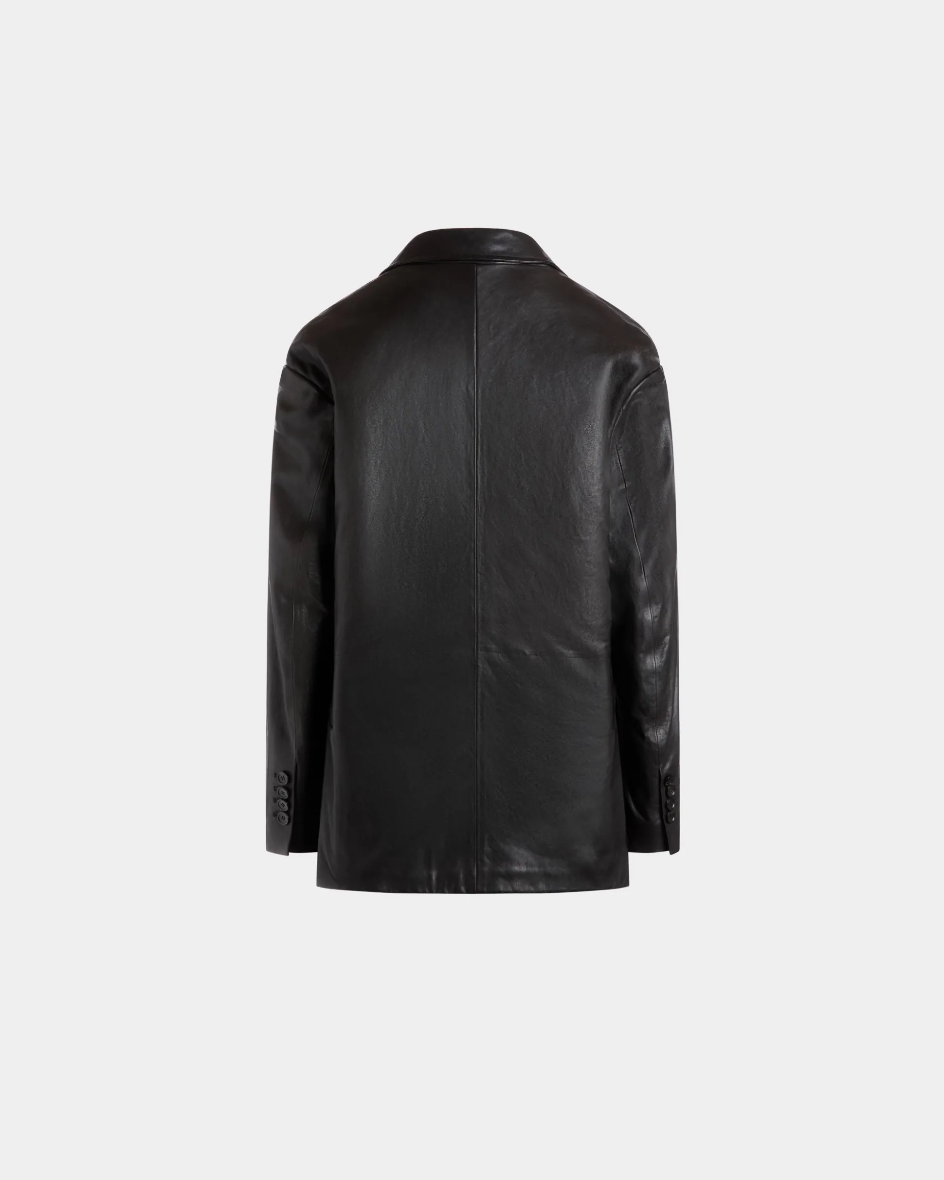 Blazer Aus Schwarzem Leder Mit Shearling-Futter