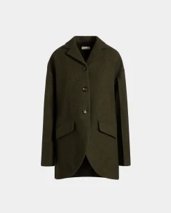 Blazer In Dark Green Wool