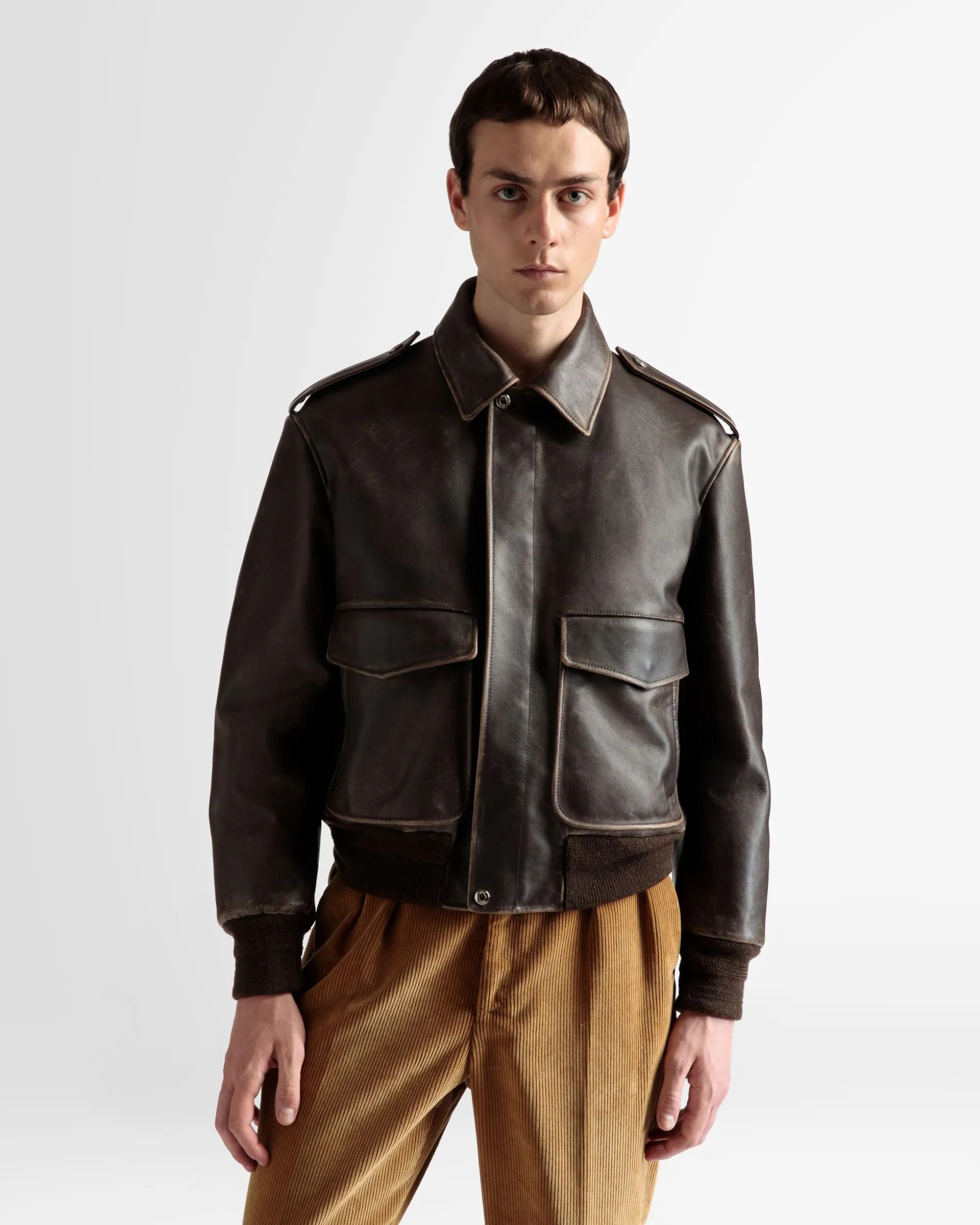 Bomberjacke Aus braunem Leder