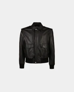 Bomberjacke Aus Leder In Schwarz