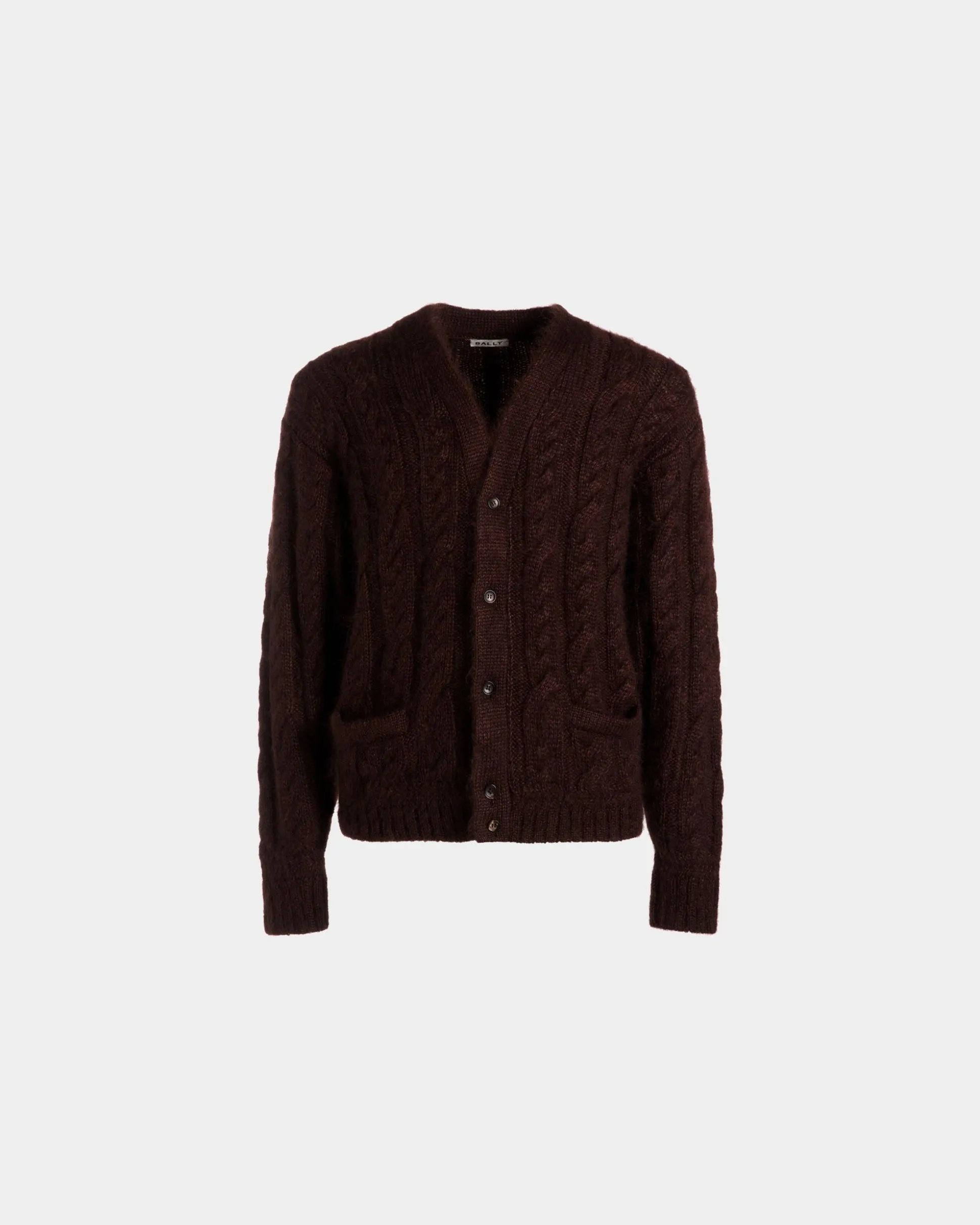 Cardigan Aus Braunem Mohair Und Seide