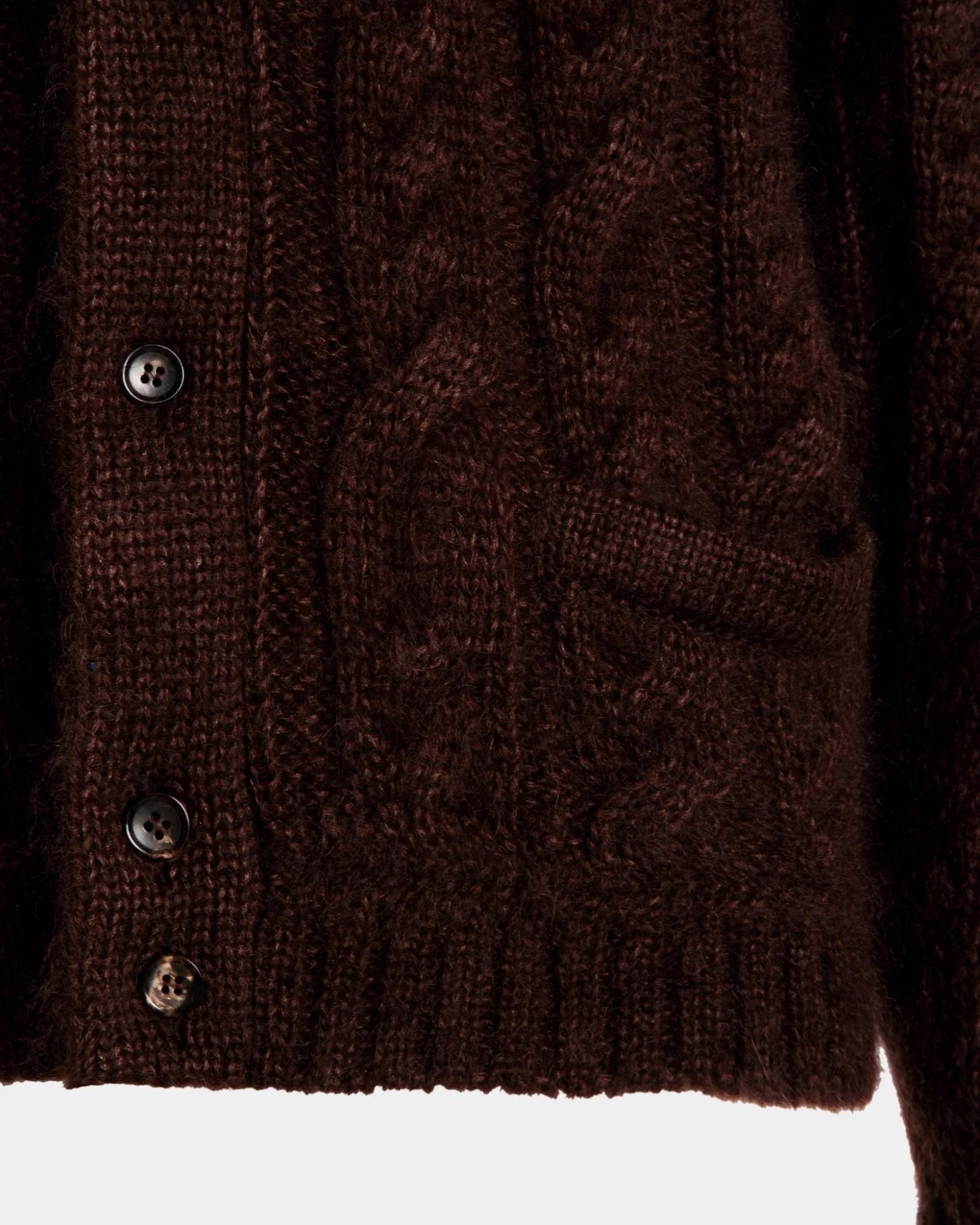 Cardigan Aus Braunem Mohair Und Seide