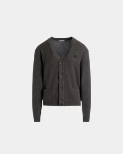 Cardigan Aus Kaschmir In Dunkelgrau Mit Bally Crest-Logo