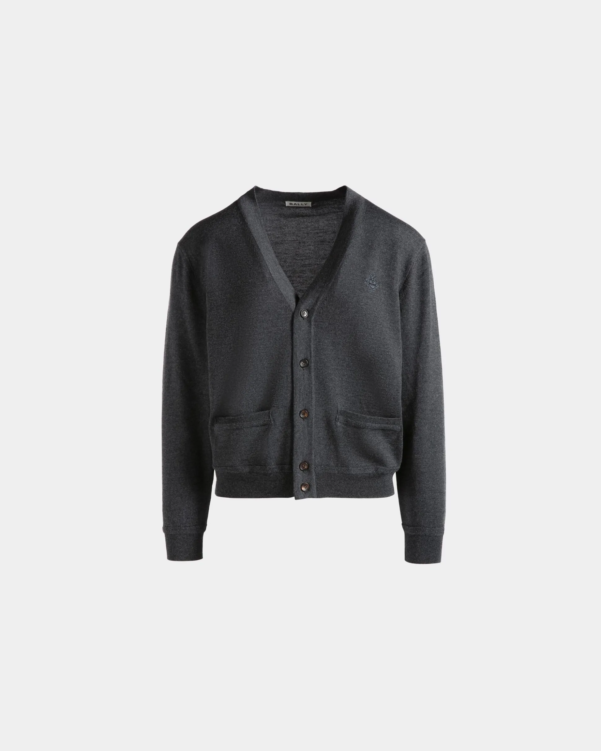 Cardigan Aus Wolle In Dunkelgrau Mit Bally Crest Logo