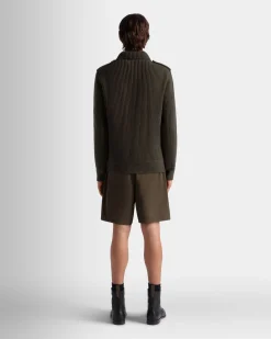 Cardigan Aus Wolle In Military Green Aus Der Adrien Brody Travel-Kollektion
