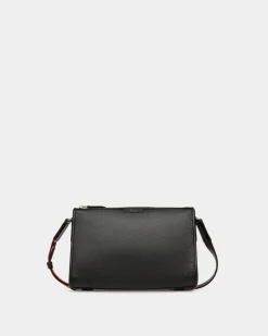 Code Kleine Messenger-Tasche Aus Genarbtem Schwarzem Leder