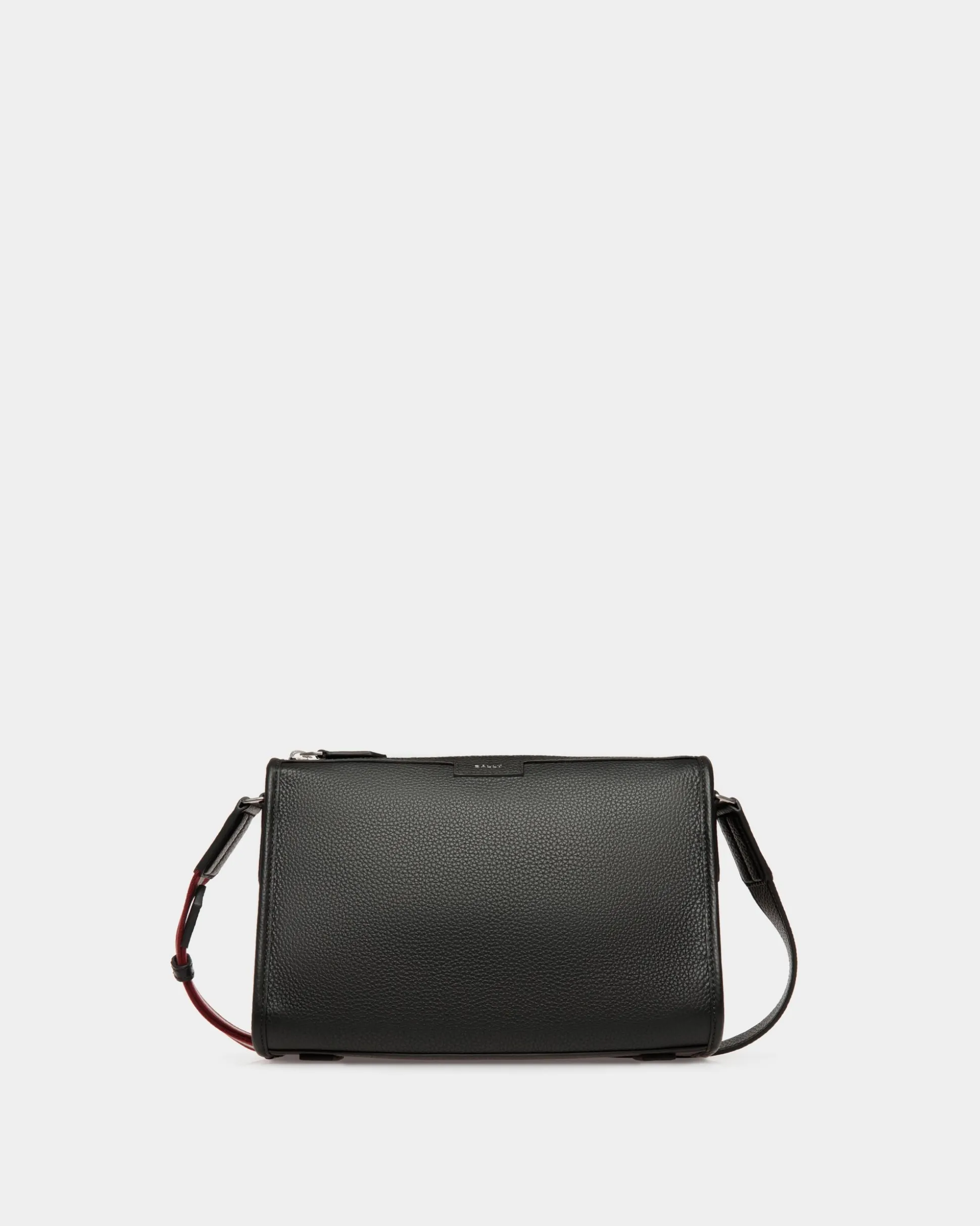Code Kleine Messenger-Tasche Aus Genarbtem Schwarzem Leder