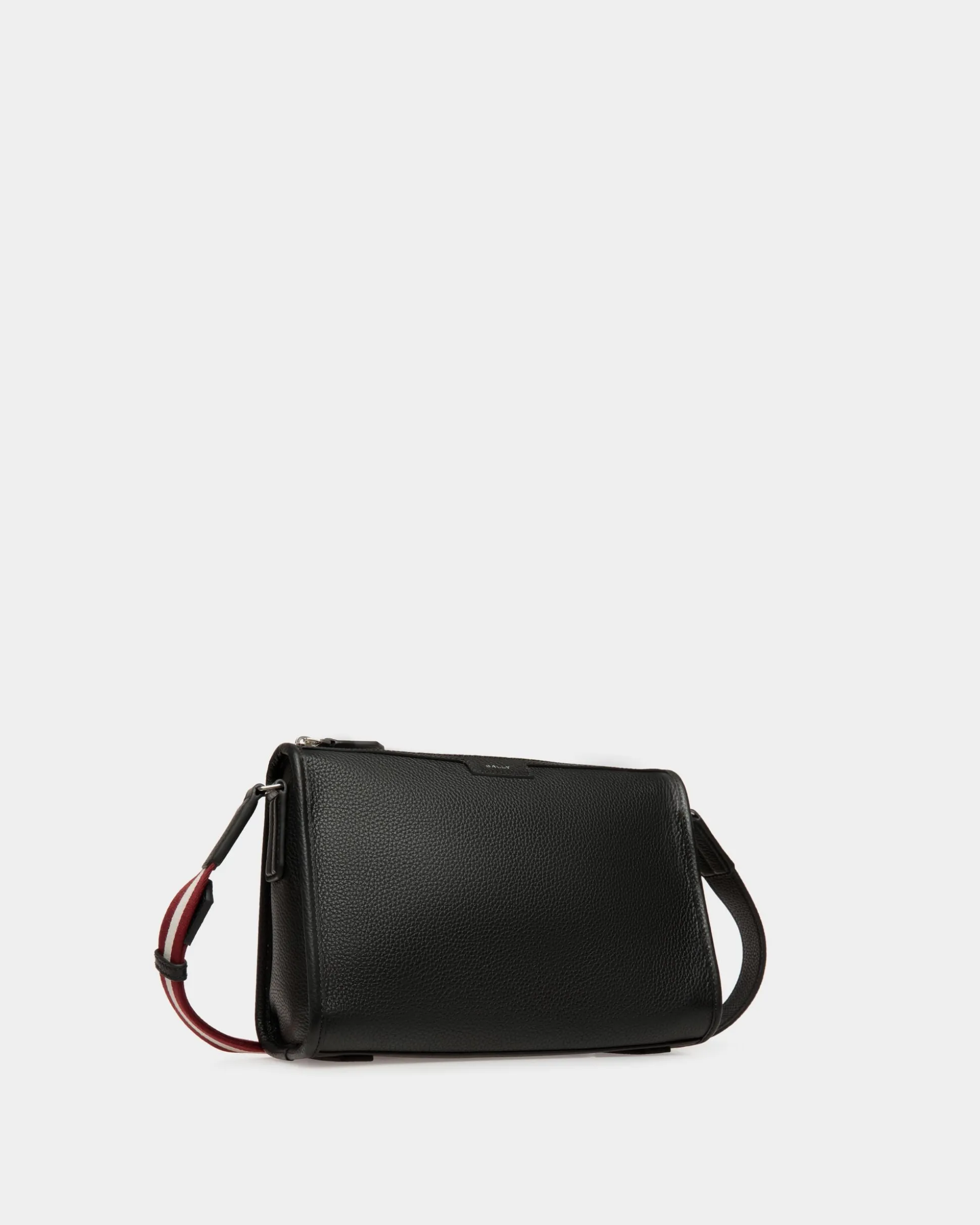 Code Kleine Messenger-Tasche Aus Genarbtem Schwarzem Leder