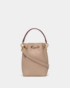 Code Mini-Beuteltasche Aus Leder In Light Beige
