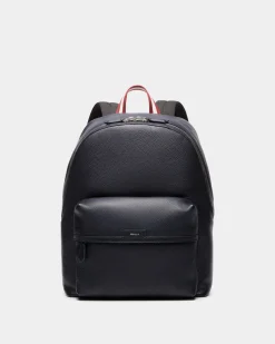 Code Rucksack Aus Genarbtem Leder In Marineblau