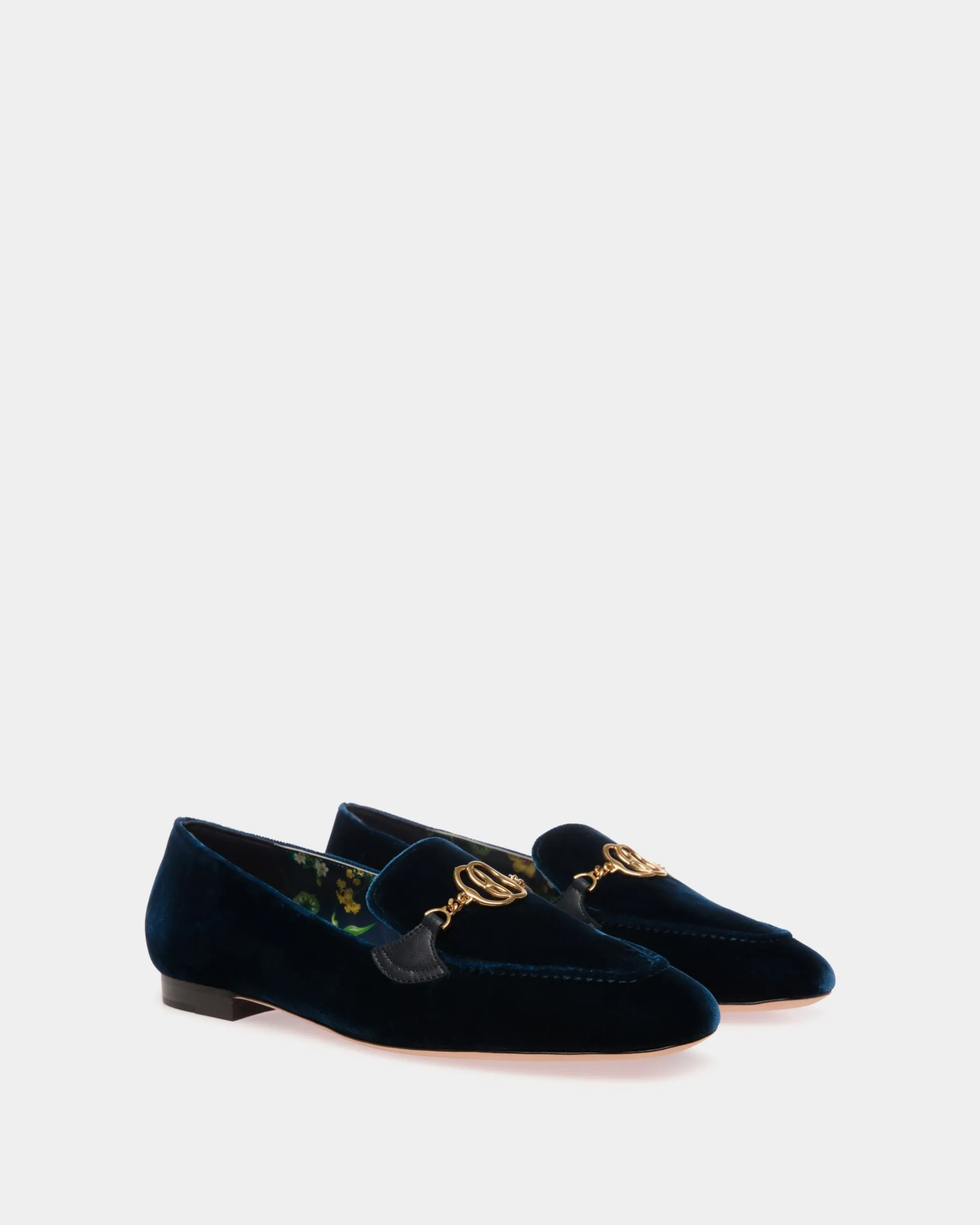 Daily Emblem Loafer Aus Samt In Navy Blue