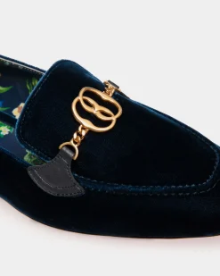 Daily Emblem Loafer Aus Samt In Navy Blue