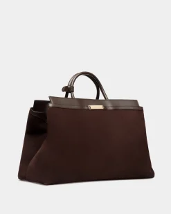 Deco Reisetasche Aus Veloursleder Und Leder In Ebenholz