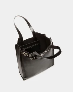 Easy Bally Tragetasche Aus Schwarzem Leder Mit Nieten