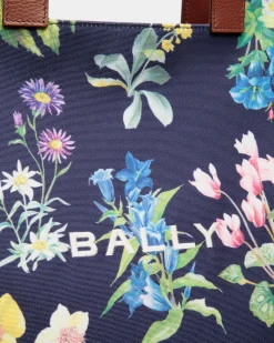 Easy Bally Tragetasche Für Damen Aus Canvas Und Leder Mit Mountain Flower-Print