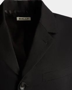 Einreihige Jacke Aus Wolle In Schwarz